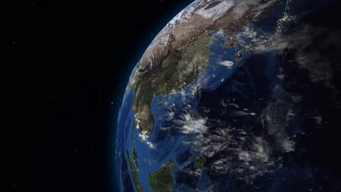 3D rendering planet Earth from space against the background of the star sky Stock Illustration