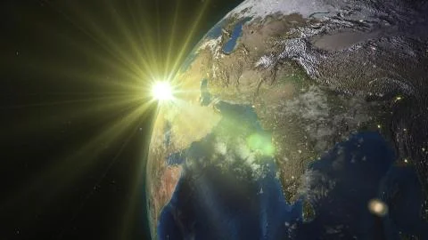 3D rendering planet Earth from space against the background of the starry sky an Stock Illustration