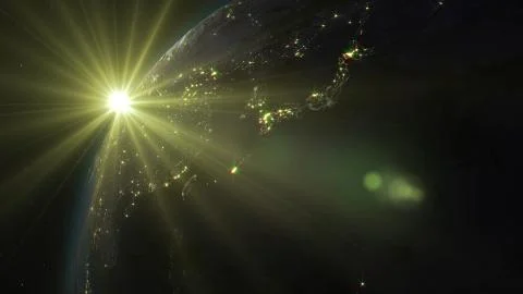 3D rendering planet Earth from space against the background of the starry sky an Stock Illustration