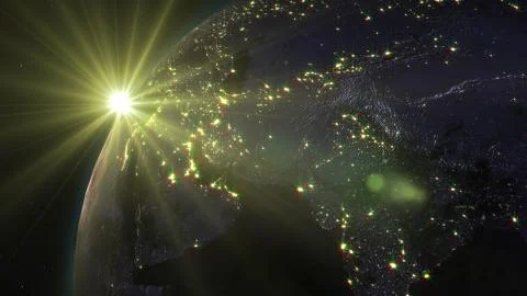 3D rendering planet Earth from space against the background of the starry sky an Illustrazione stock