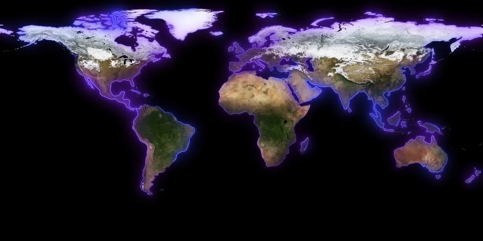 3D rendering of planet Earth. You can see continents, cities. Elements of this i 库存插图