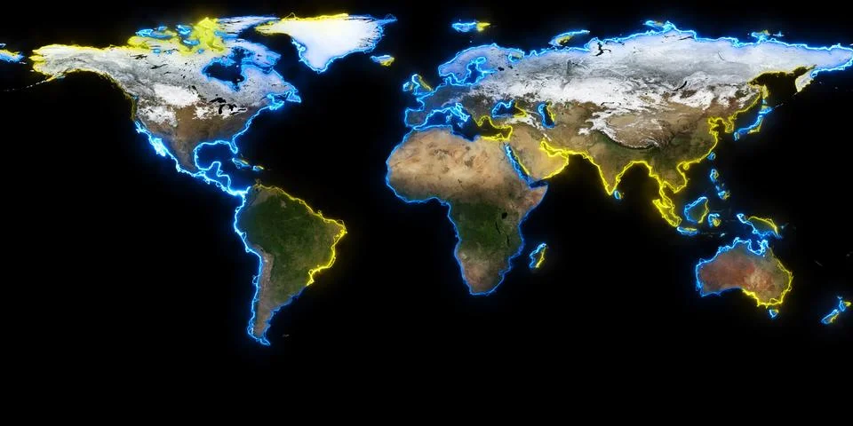 3D rendering of planet Earth. You can see continents, cities. Elements of this i Illustrazione stock