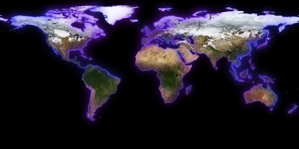 3D rendering of planet Earth. You can see continents, cities. Elements of this i 库存插图