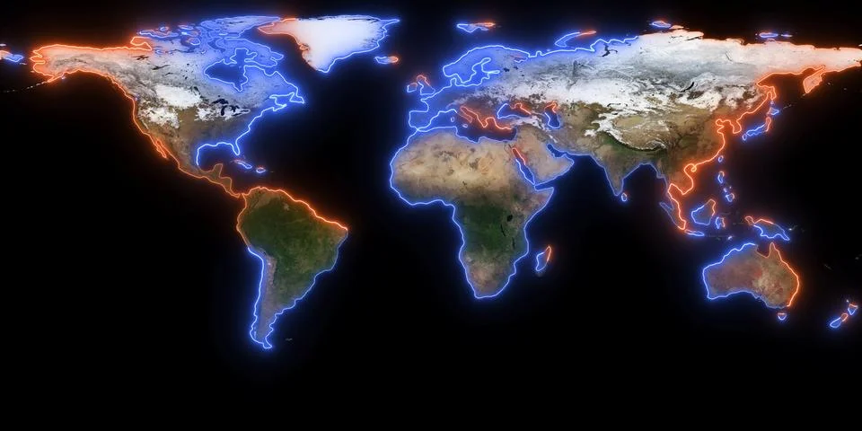3D rendering of planet Earth. You can see continents, cities. Elements of this i イラスト素材