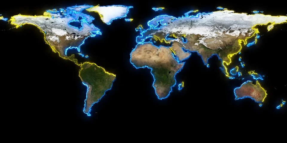 3D rendering of planet Earth. You can see continents, cities. Elements of this i イラスト素材