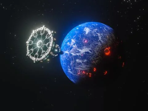 A 3D rendering of a planet - a low latency, broadband internet system to meet 스톡 일러스트