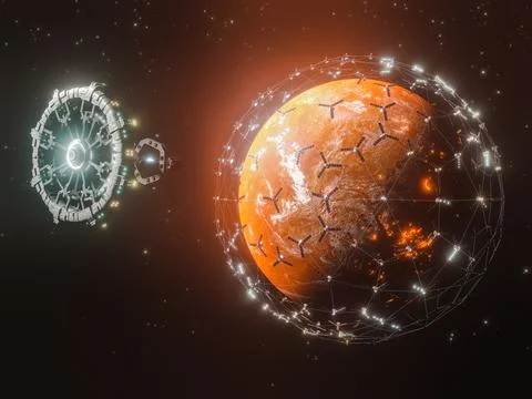 A 3D rendering of Planet Mars - a low latency, broadband internet system to m イラスト素材