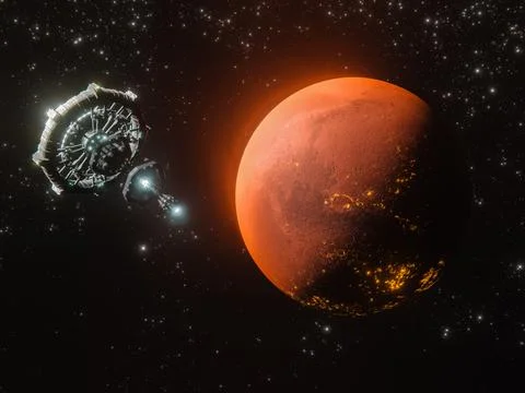 A 3D rendering of Planet Mars - a low latency, broadband internet system to m 스톡 일러스트