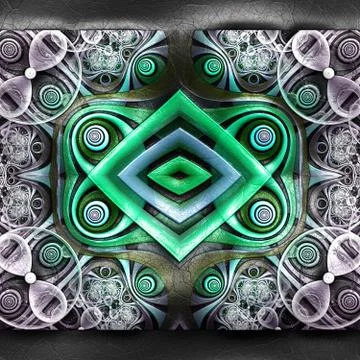 3D rendering of plastic background with embossed fractal on leather Illustrazione stock