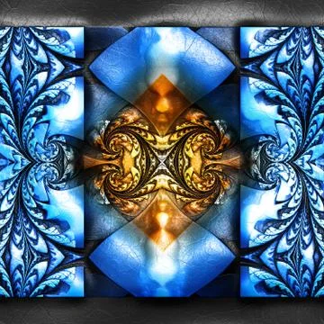 3D rendering of plastic background with embossed fractal on leather Illustrazione stock