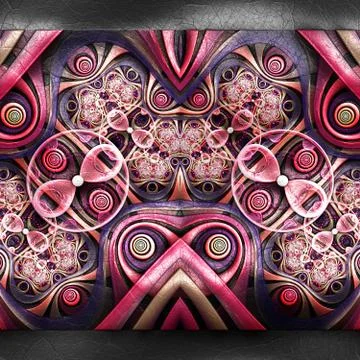 3D rendering of plastic background with embossed fractal on leather 스톡 일러스트