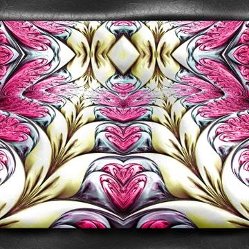 3D rendering of plastic background with embossed fractal on leather Illustrazione stock