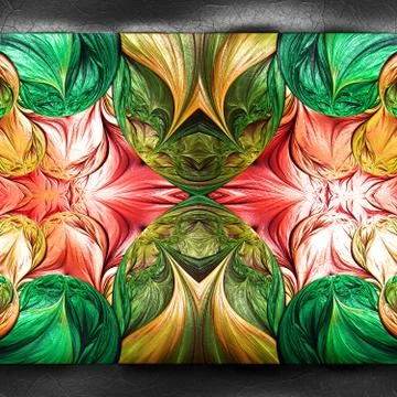 3D rendering of plastic background with embossed fractal on leather Illustrazione stock