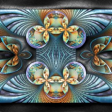 3D rendering of plastic background with embossed fractal on leather Illustrazione stock