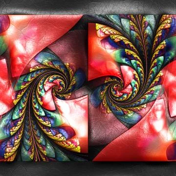 3D rendering of plastic background with embossed fractal on leather Illustrazione stock