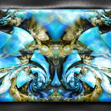 3D rendering of plastic background with embossed fractal on leather Illustrazione stock