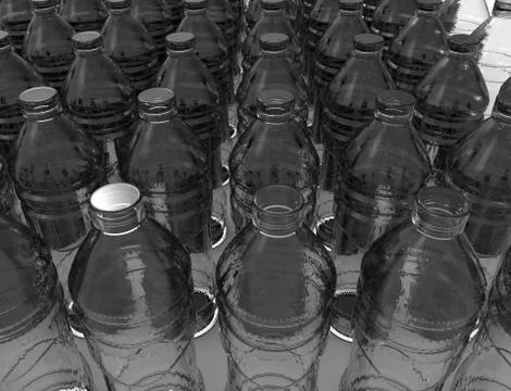 3D rendering of plastic bottles isolated in white studio background Stock Illustration