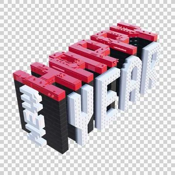 3D rendering plastic bricks of Happy New Year. 스톡 사진