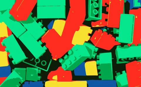 3d rendering of plastic building blocks toys for kids Stock Photos