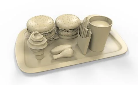 3D Rendering Plastic Fast Food Stock-Illustration