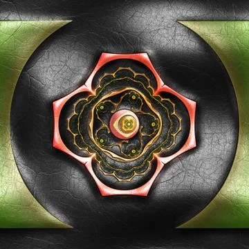 3D rendering of plastic fractal on leather Stock Illustration
