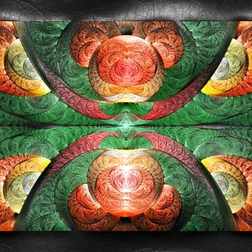 3D rendering of plastic fractal on leather Stock Illustration