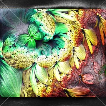 3D rendering of plastic fractal on leather Stock Illustration
