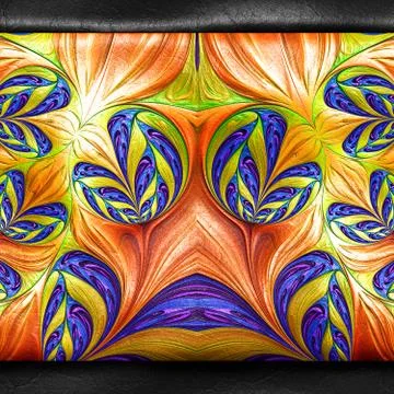 3D rendering of plastic fractal on leather Illustrazione stock