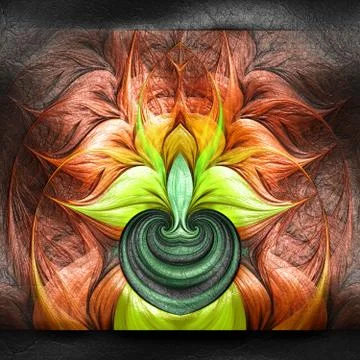 3D rendering of plastic fractal on leather Stock Illustration