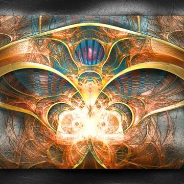 3D rendering of plastic fractal on leather Stock Illustration