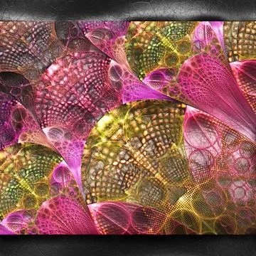 3D rendering of plastic fractal on leather Stock Illustration