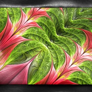 3D rendering of plastic fractal on leather Stock Illustration