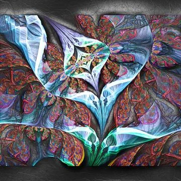 3D rendering of plastic fractal on leather Illustrazione stock