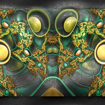 3D rendering of plastic fractal on leather Stock Illustration