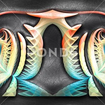 3D rendering of plastic fractal on leather Stock Illustration