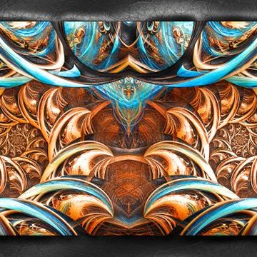3D rendering of plastic fractal on leather Illustrazione stock