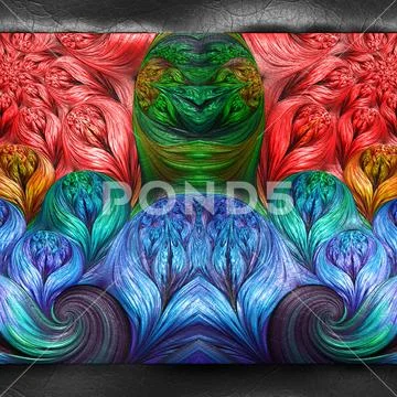 3D rendering of plastic fractal on leather Stock Illustration