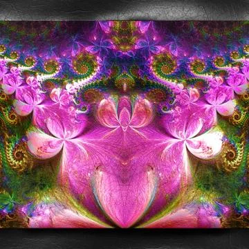 3D rendering of plastic fractal on leather Stock Illustration