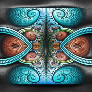 3D rendering of plastic fractal on leather Stock Illustration