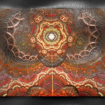 3D rendering of plastic fractal on leather Stock Illustration