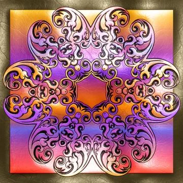 3D rendering of plastic ornament on leather Stock Illustration