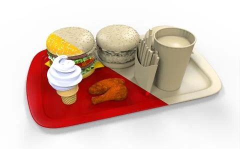 3D Rendering Plastic Section Fast Food Stock-Illustration