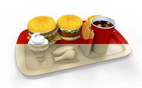 3D Rendering Plastic Section Fast Food Stock Illustration