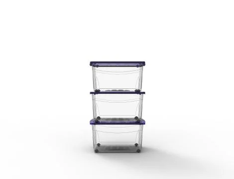 3d rendering of a plastic see through storage box isolated in white backgroun Stock Illustration