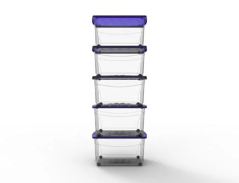 3d rendering of a plastic see through storage box isolated in white backgroun 스톡 일러스트