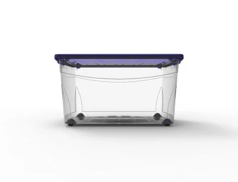 3d rendering of a plastic see through storage box isolated in white backgroun Stock Illustration