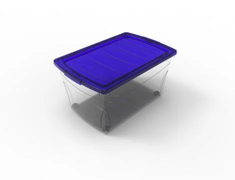 3d rendering of a plastic see through storage box isolated in white backgroun Stock Illustration