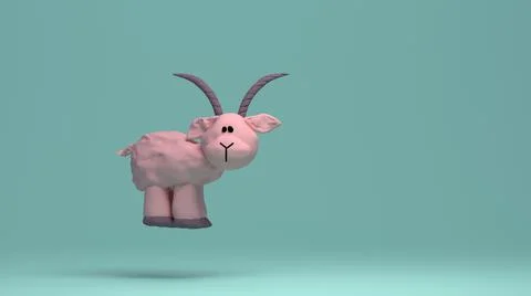 3d rendering plasticine goat turquoise background Stock Illustration