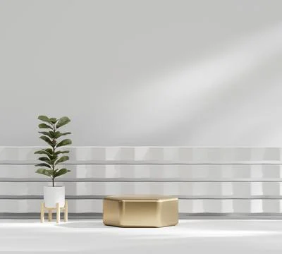 3D rendering platform podium with plant product presentation background Stock Illustration