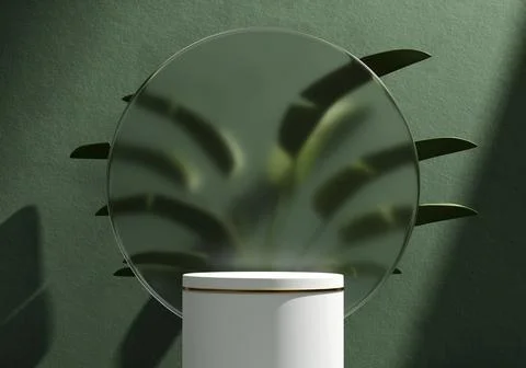 3D rendering platform podium with plant product presentation background Stock Photos